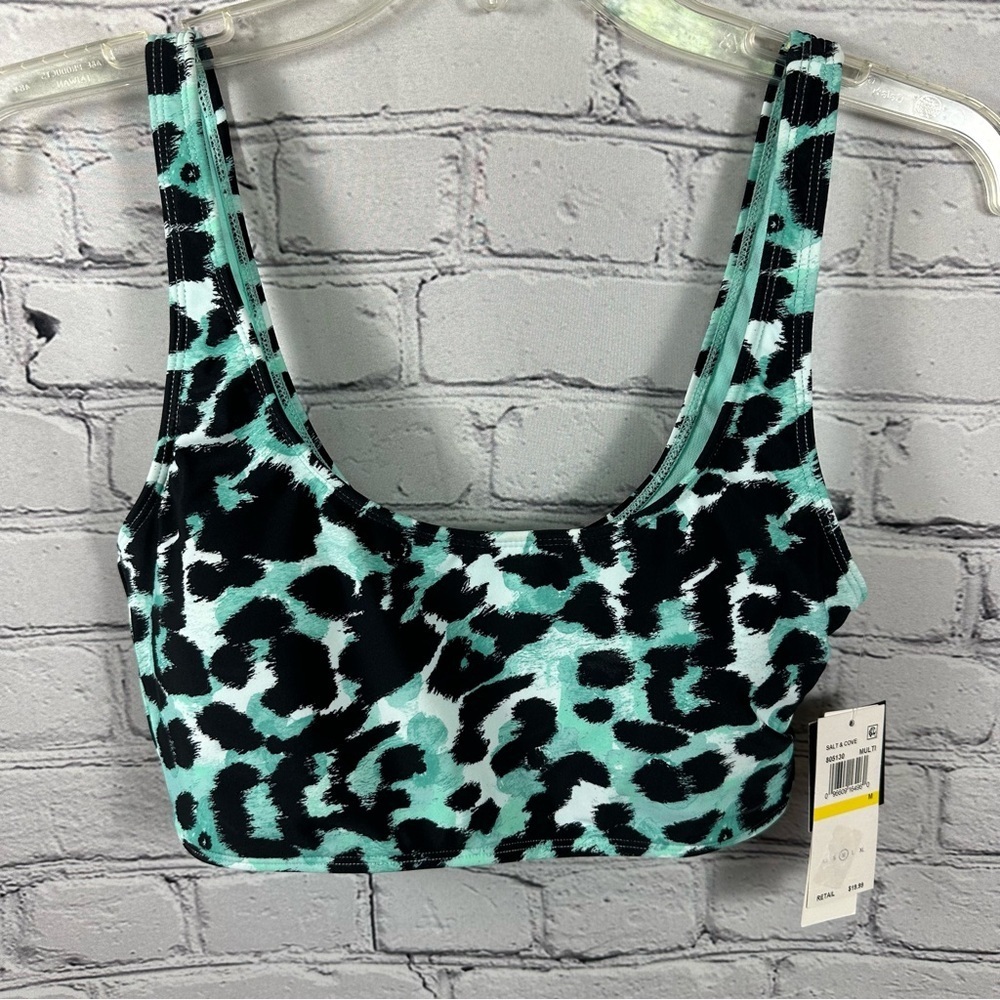 Salt + Cove Juniors’ Spot On Leopard Cheetah Print Bikini Top Blue Black M NWT